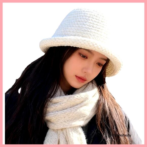 Acrylic Knitted Bucket Hat Winter Warm Crochet Cap main image 5